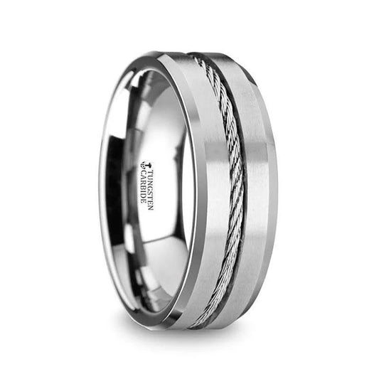 8mm SS Men's Tung Flat Wedding Band - LANNISTER