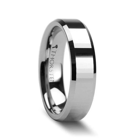 Men's Beveled Tungsten Carbide Wedding Ring
