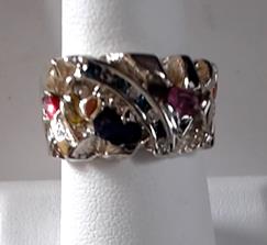 MULTI COLOR STONE 14KT YG NUGGET RING