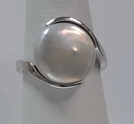SS NAT. PEARL COIN RING WHITE (67354)