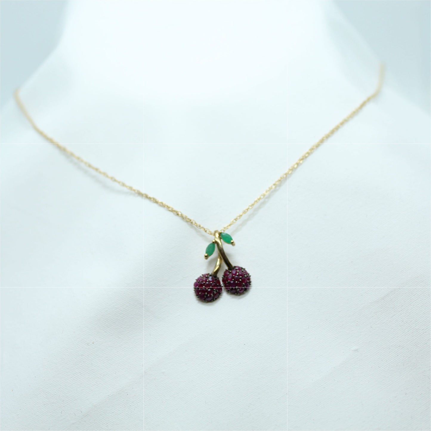 .75CT Ruby TW and .15CT Emerald TW Cherry Pendant Only