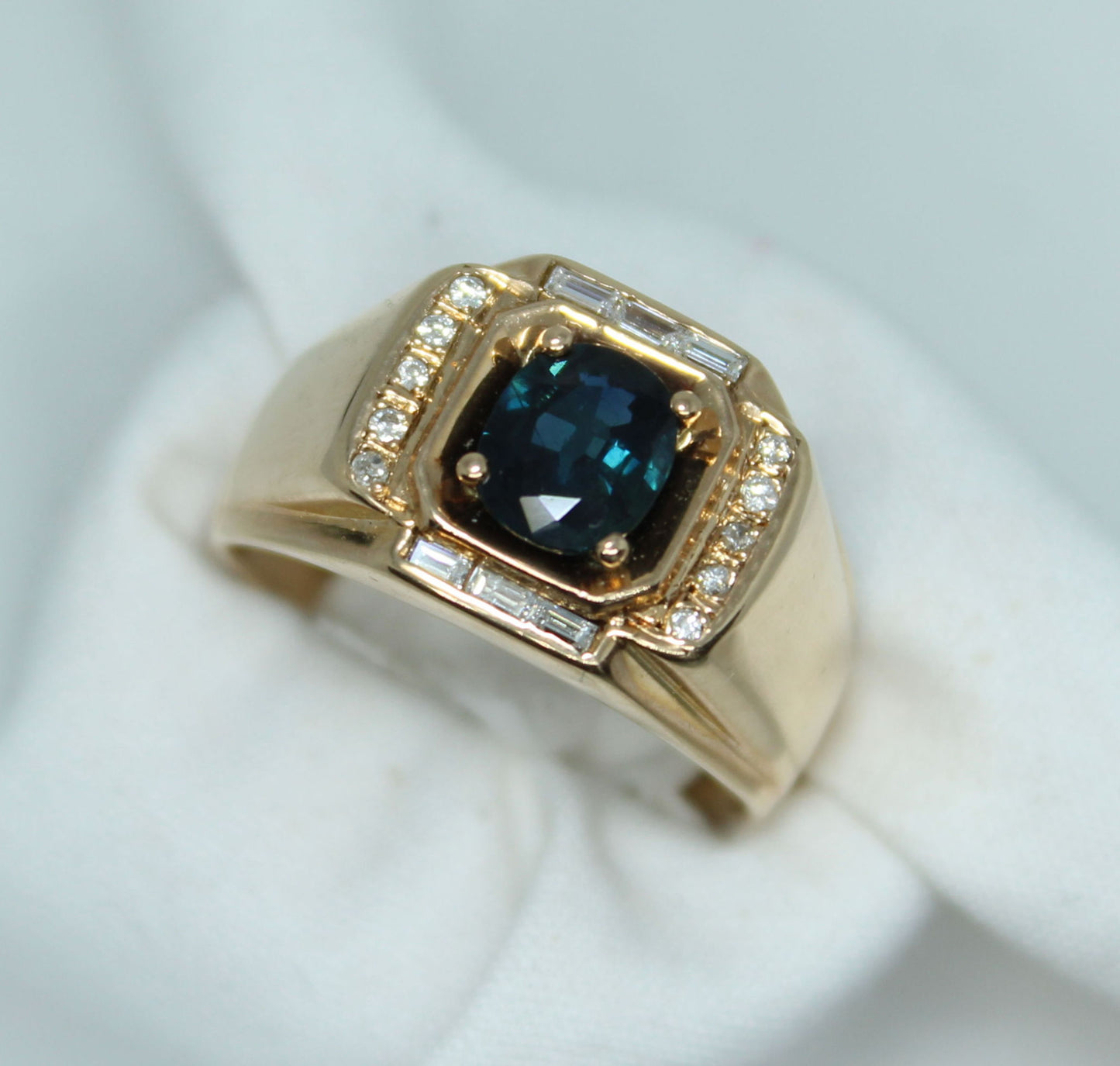 1.35CT Sapphire .33CT Diamond TW YG Men's Ring