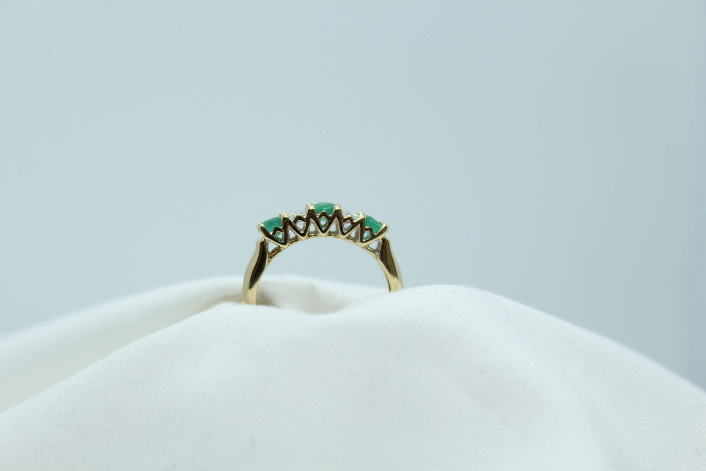 .35CT Diamond TW .50CT Emerald TW 10KT YG Ladies Ring
