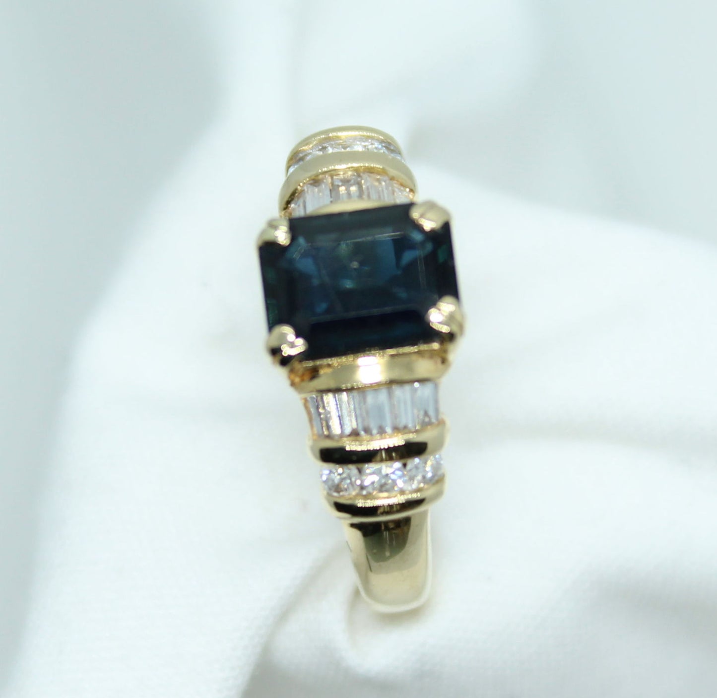 2CT Sapphire .50CT Diamond TW 14KT YG Ladies Ring