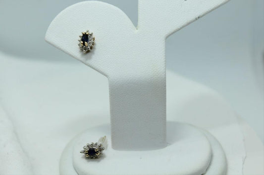Sapphire/Diamond earrings,.30cts TW .16CT Diamond TW 14K Yellow Gold Ladies Earrings