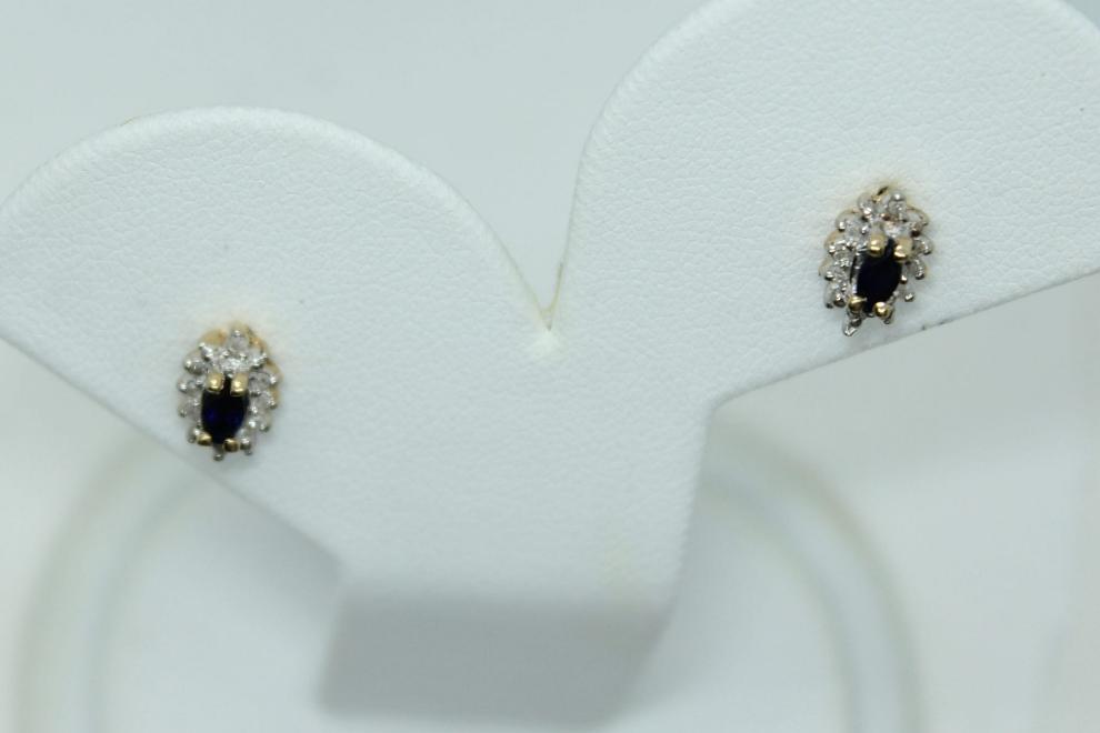 Sapphire/Diamond earrings,.30cts TW .16CT Diamond TW 14K Yellow Gold Ladies Earrings