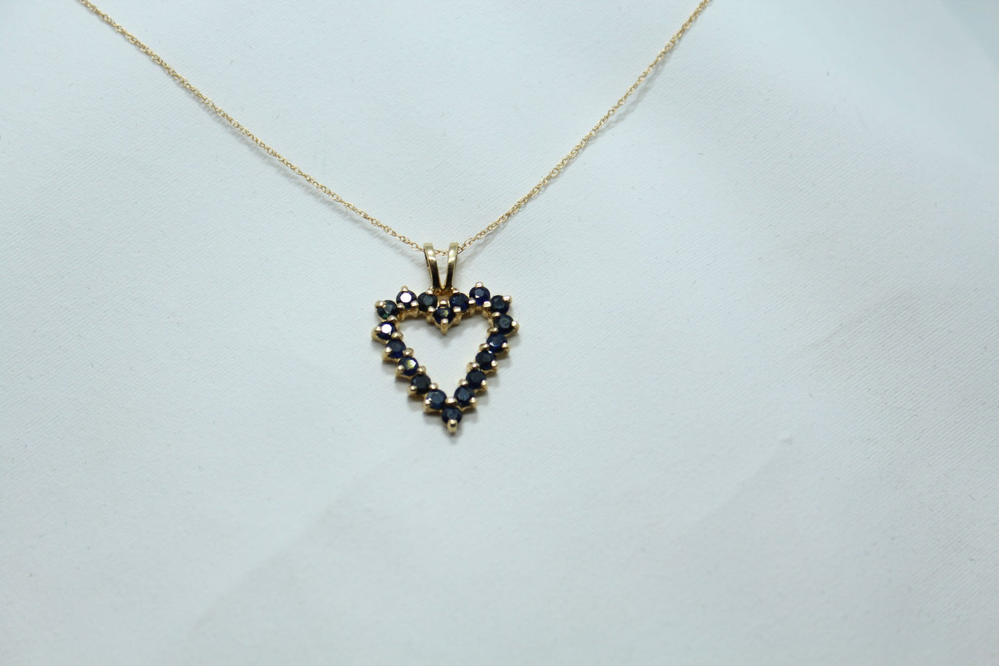 1CT Sapphire TW Heart 14KT YG Pendant Only