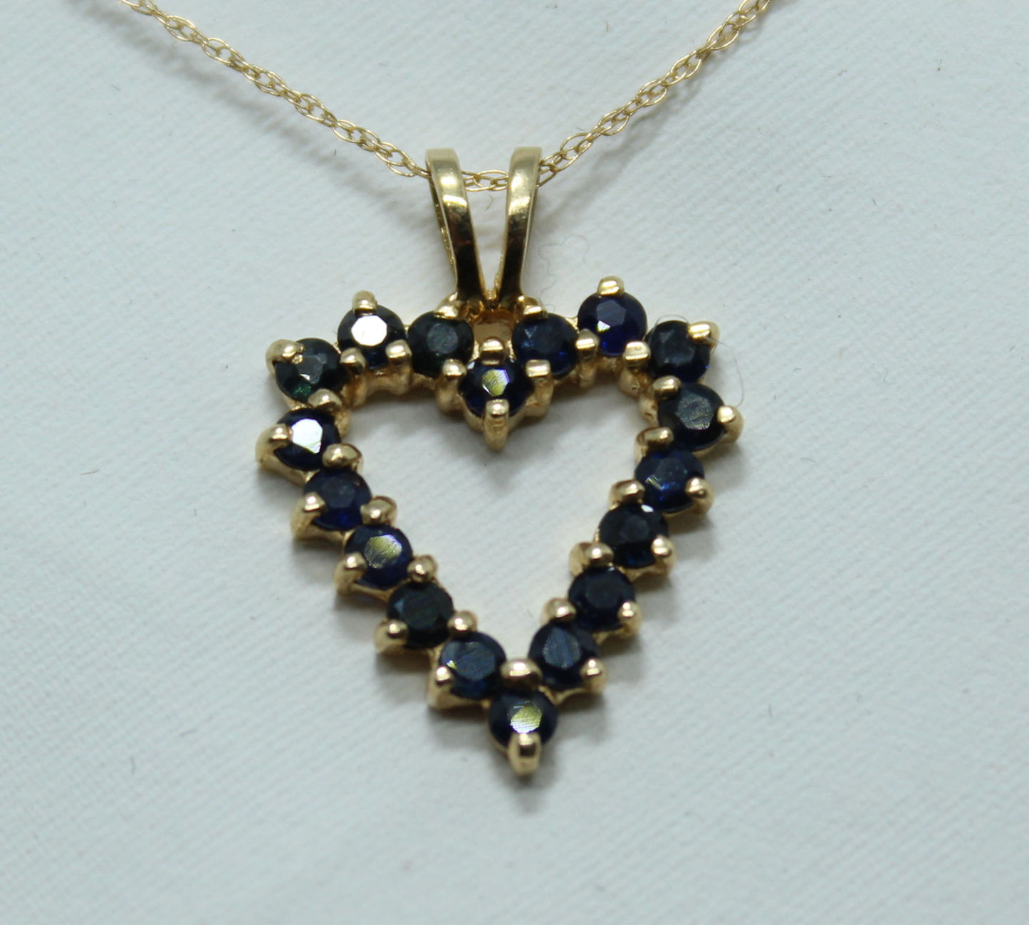 1CT Sapphire TW Heart 14KT YG Pendant Only