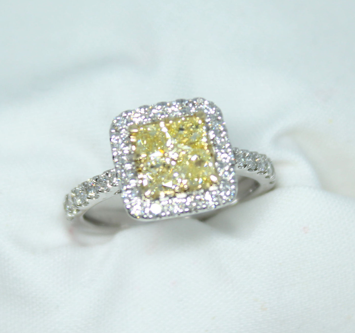 1CT invisible set Canary Diamonds 1.65CT TW 14K WG Ladies ring