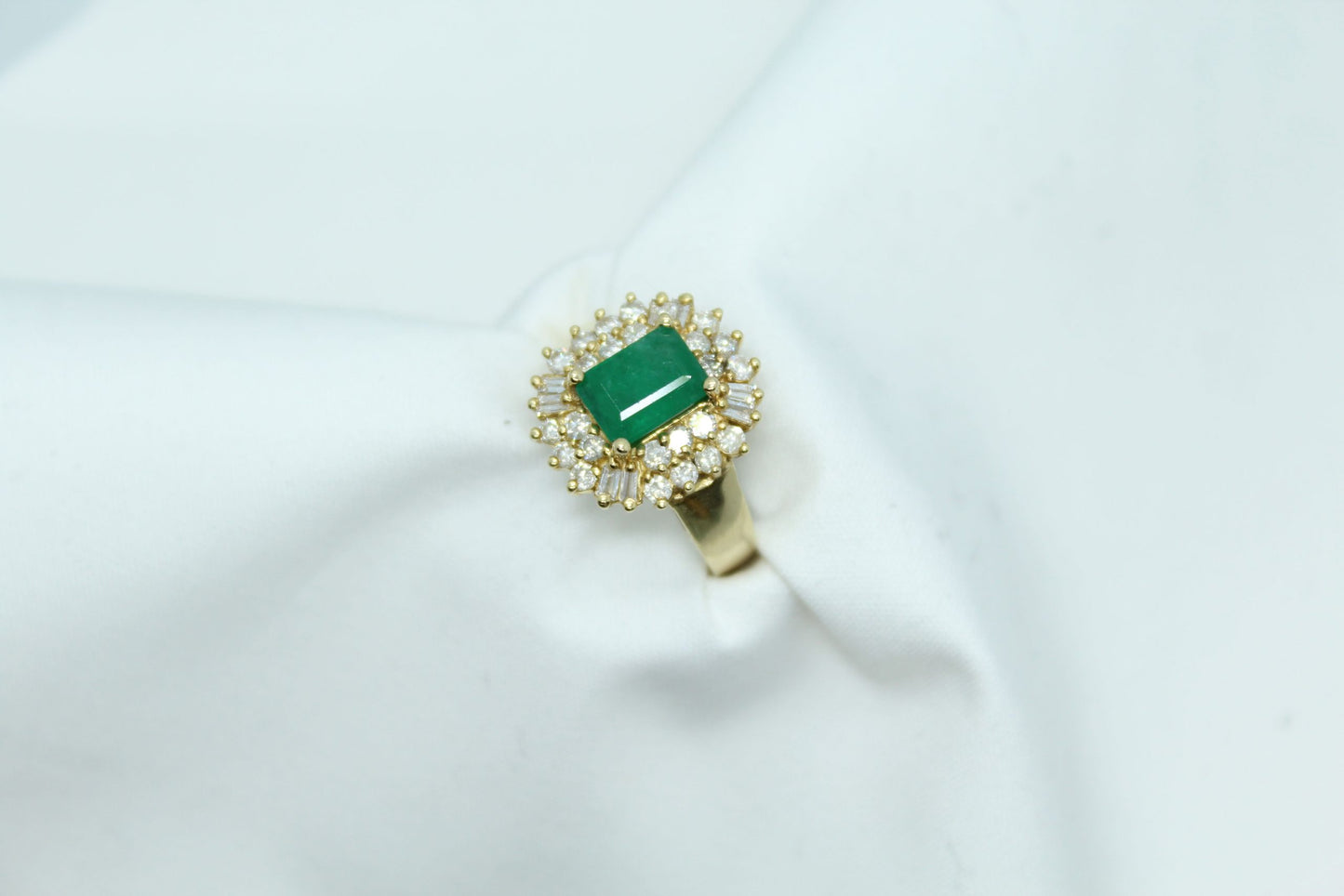 1.50CT Emerald 1.25CT Diamond TW 14K YG Ladies Ring