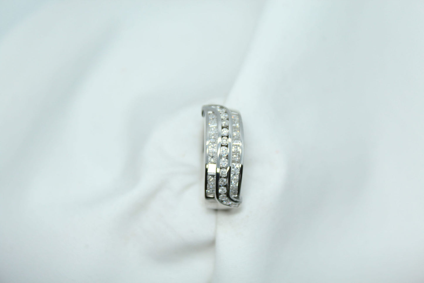 14 KT WG Men's 3 Row Diamond Ring