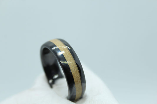 Men's Ceramic and Wood Inlay Wedding Band Size 10