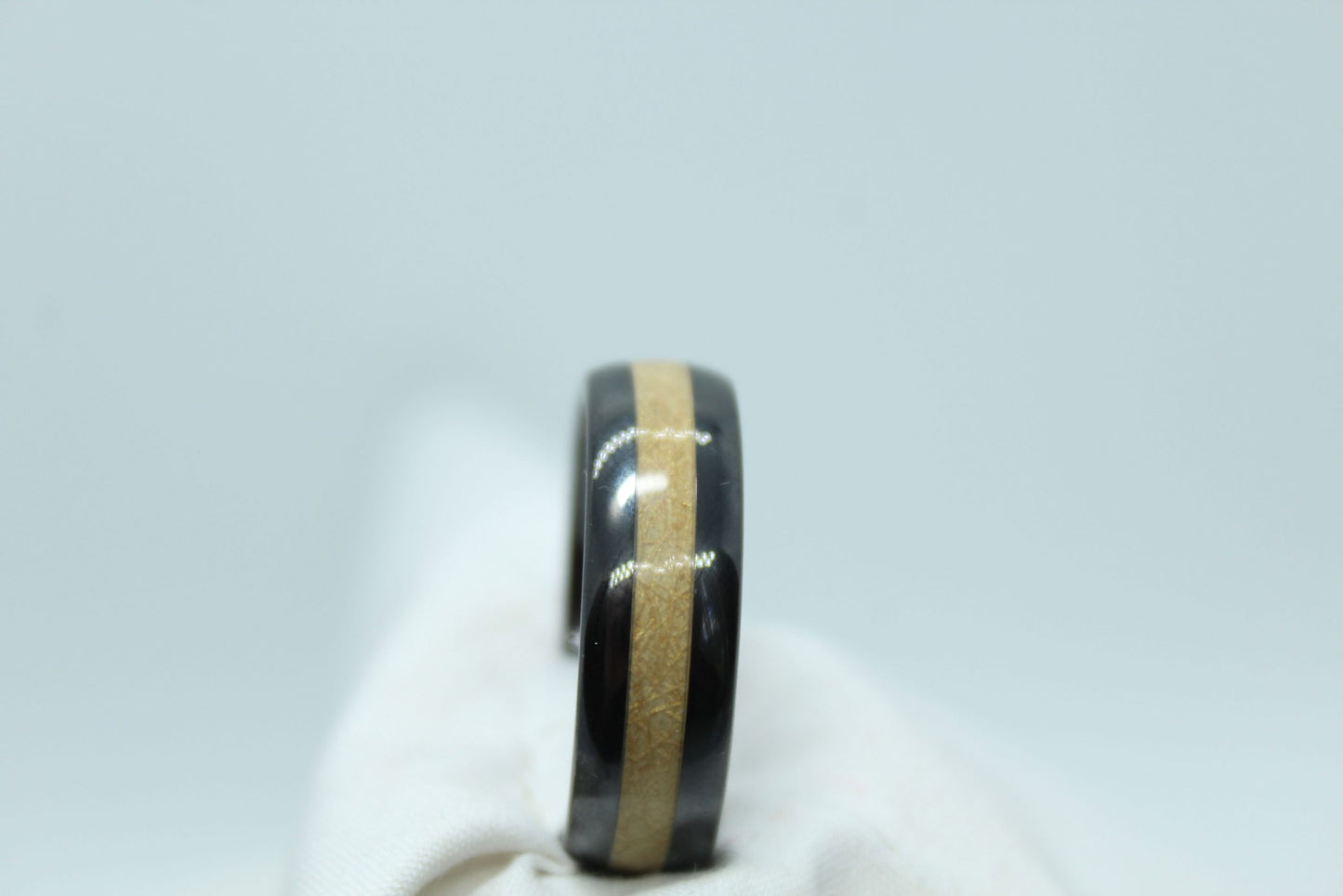 Men's Ceramic and Wood Inlay Wedding Band Size 10
