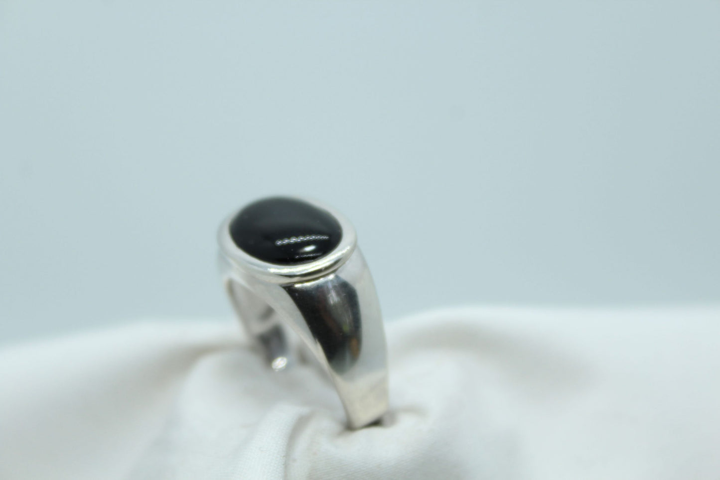 Silver Men's Black Onyx Ring