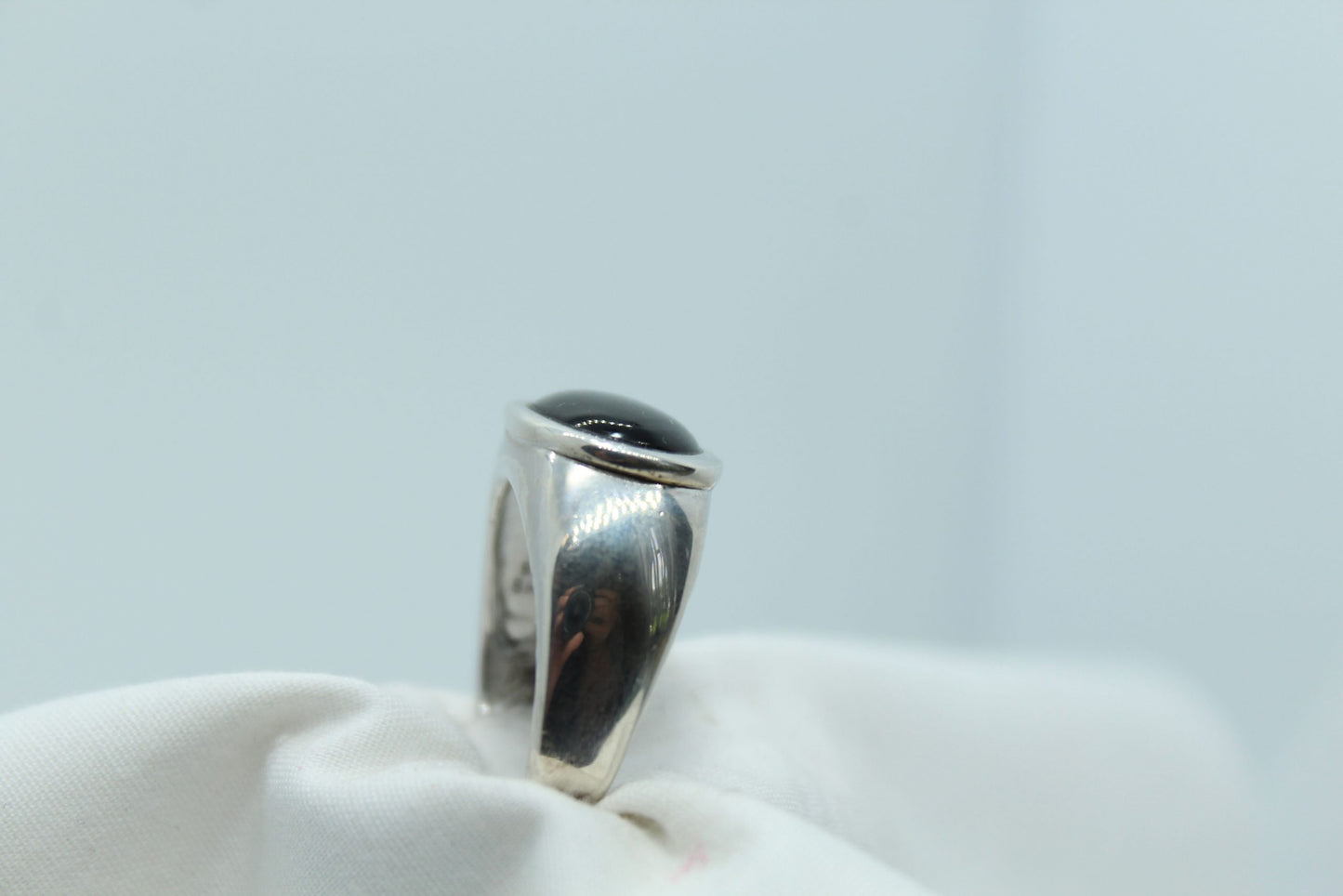 Silver Men's Black Onyx Ring