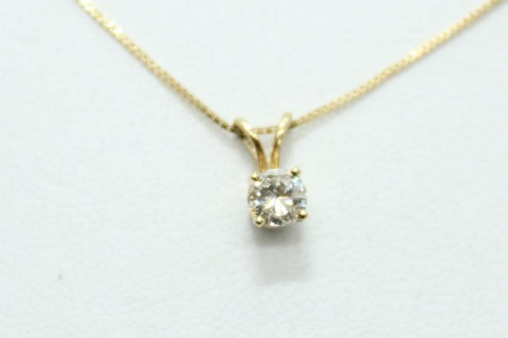 Solitaire diamond necklace, .25ct, 14KY YG SOL. DIA