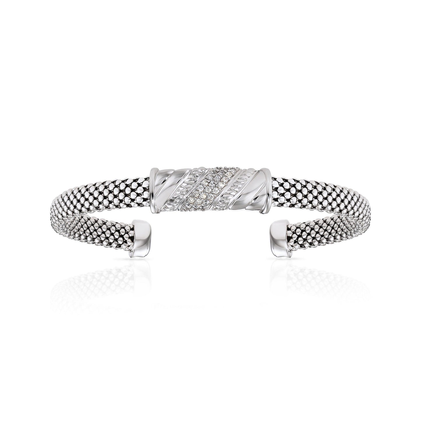 Italian Bar Cuff Bracelet in Sterling Silver, Royal Rectangle, Fits 7 and 8 inch wrist