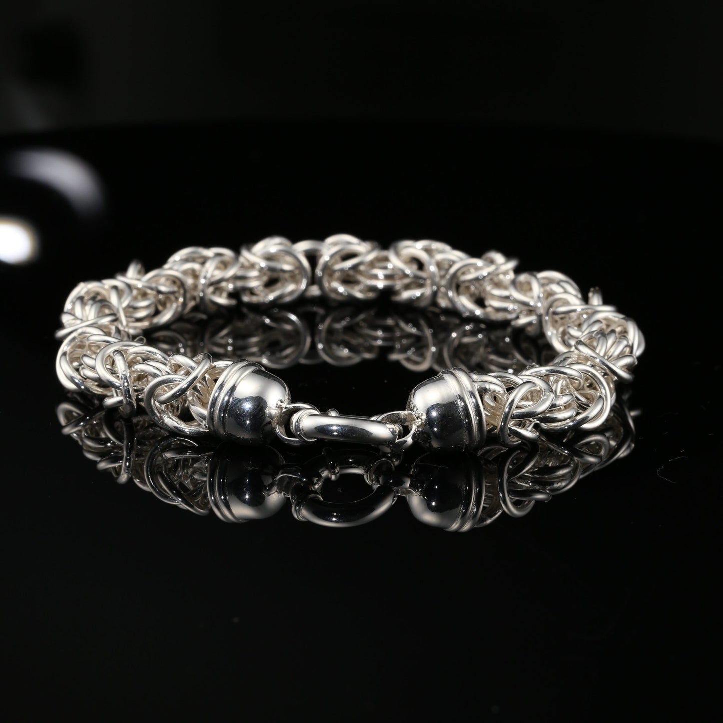Byzantine Chain Bracelet, Chainmail Jewelry in Sterling Silver, 8.75&quot;, Unisex