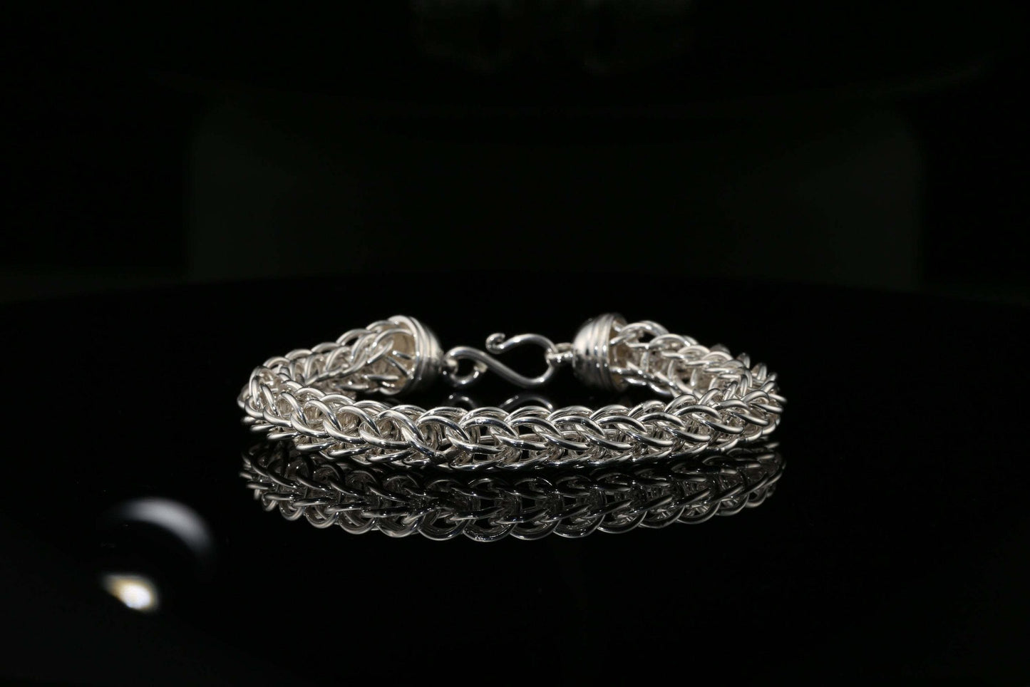 Sterling Silver Byzantine Chain Bracelet with S-Hook Clasp, 8.75&quot;, Unisex