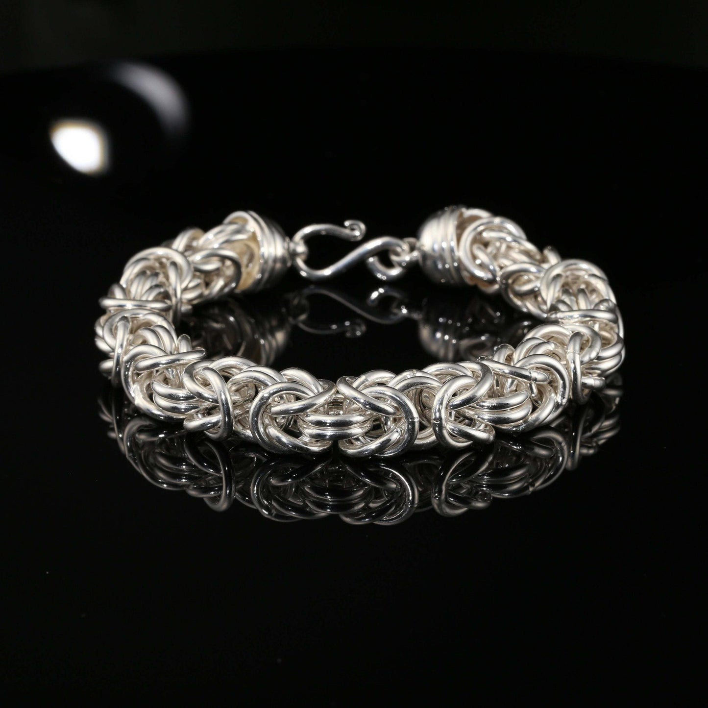 Sterling Silver Byzantine Thick Chain Bracelet with S-Hook Clasp, 8.75&quot;, Unisex