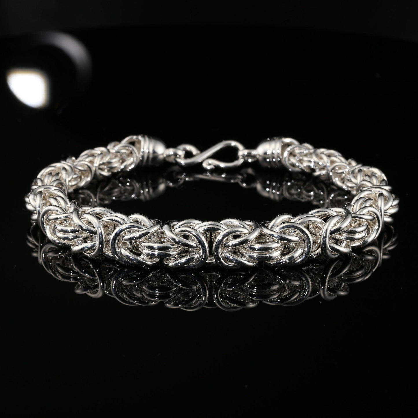 Sterling Silver Byzantine Thick Chain Bracelet with S-Hook Clasp, 9.5&quot;, Unisex