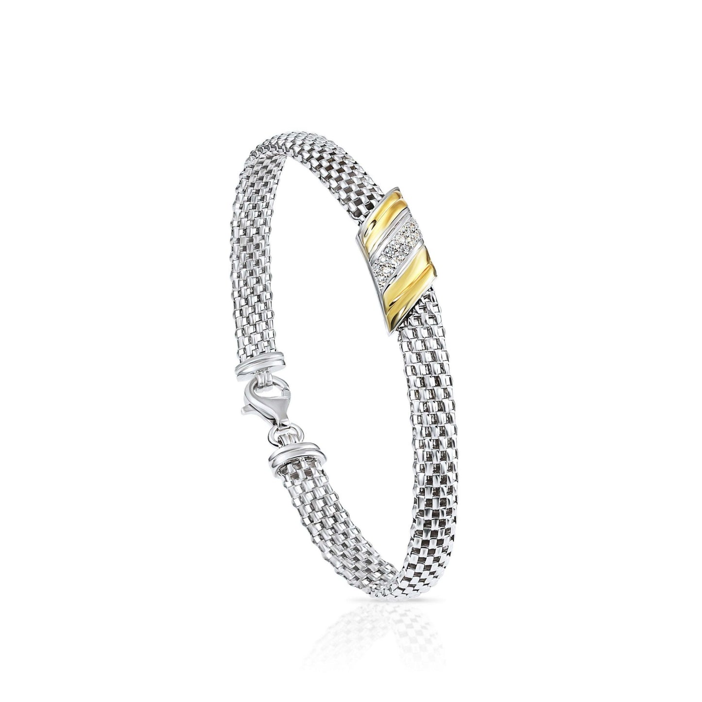 Two tone Sleek Italian Bracelet, Handmade Jewelry in Sterling Silver