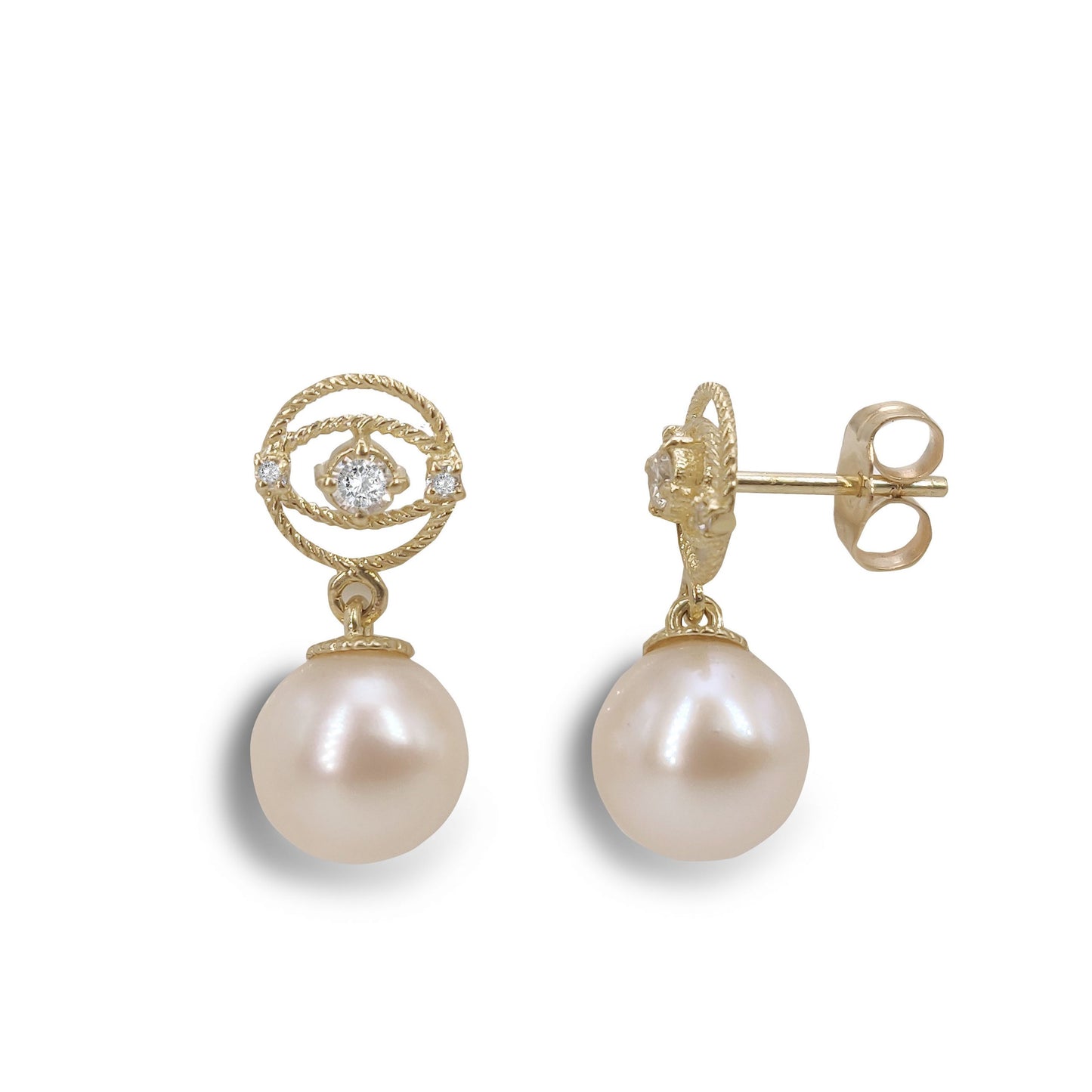 Diamond Pearl Earrings