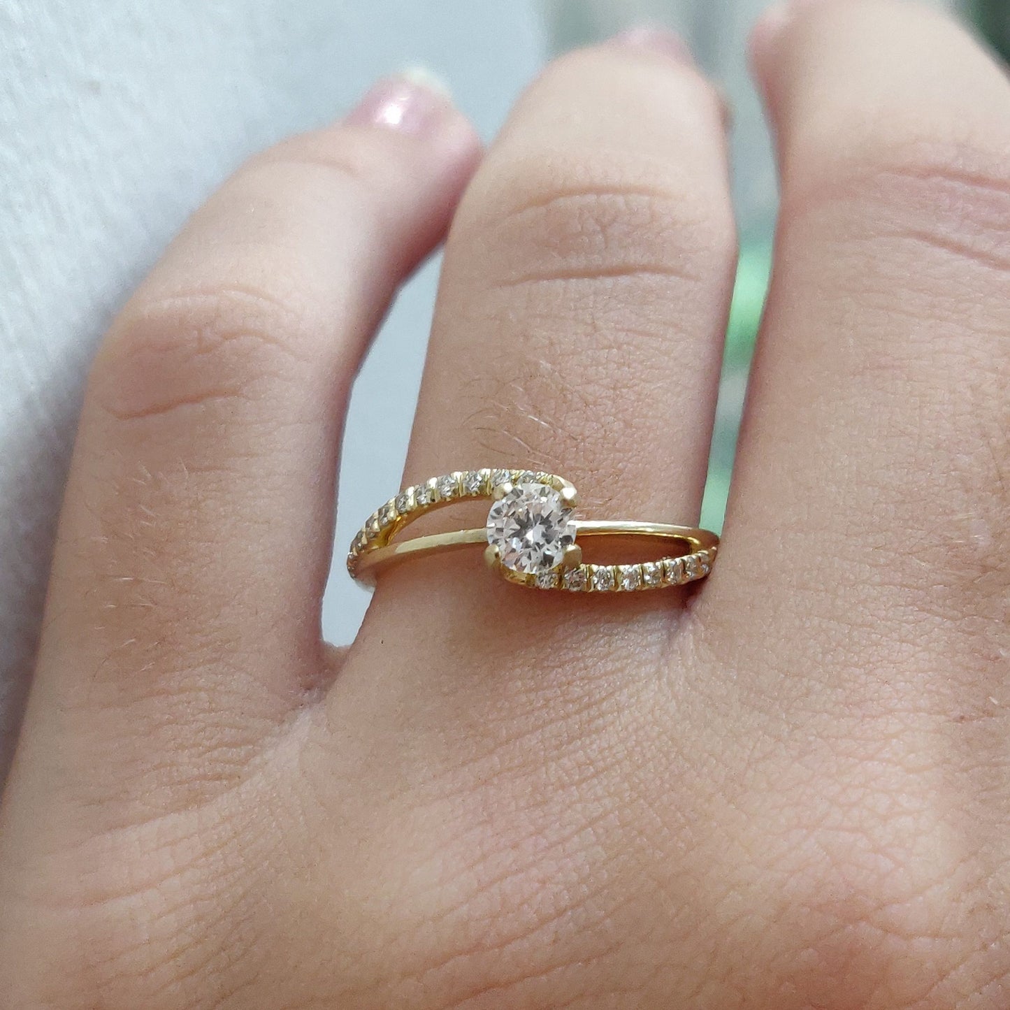 Amazing Quality,Center Diamond , Total diamond wt. 0.18ct. 14K OR 18K Gold Engagement Engagement Wedding Anniversary Gift Ring