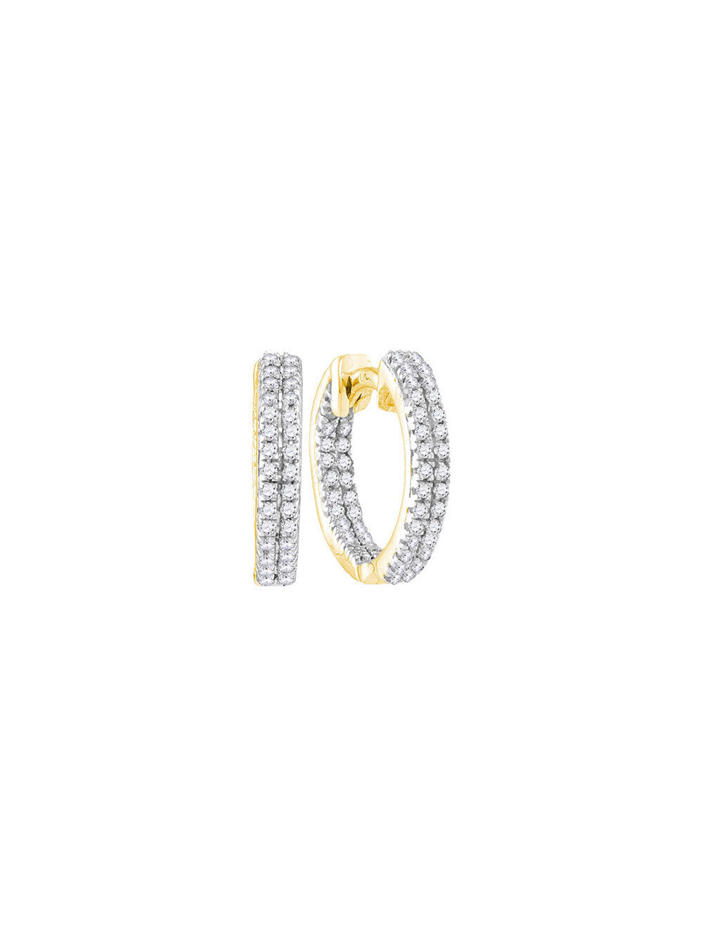 The Diamond Deal 10kt Yellow Gold Womens Round Diamond Hoop Earrings 1/5 Cttw (B07NRSXZ9N)