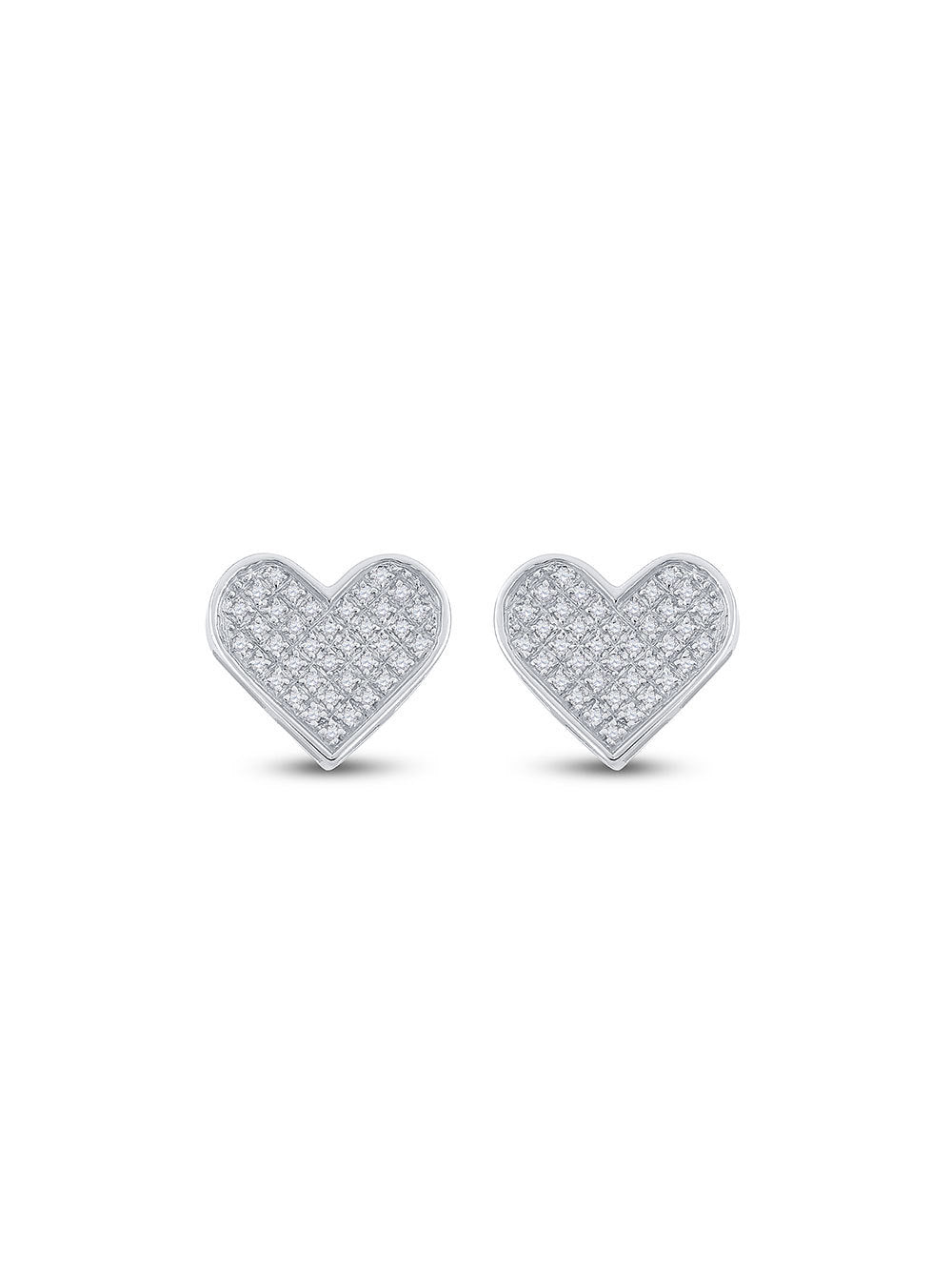 The Diamond Deal Sterling Silver Womens Round Diamond Heart Cluster Screwback Stud Earrings 1/10 Cttw