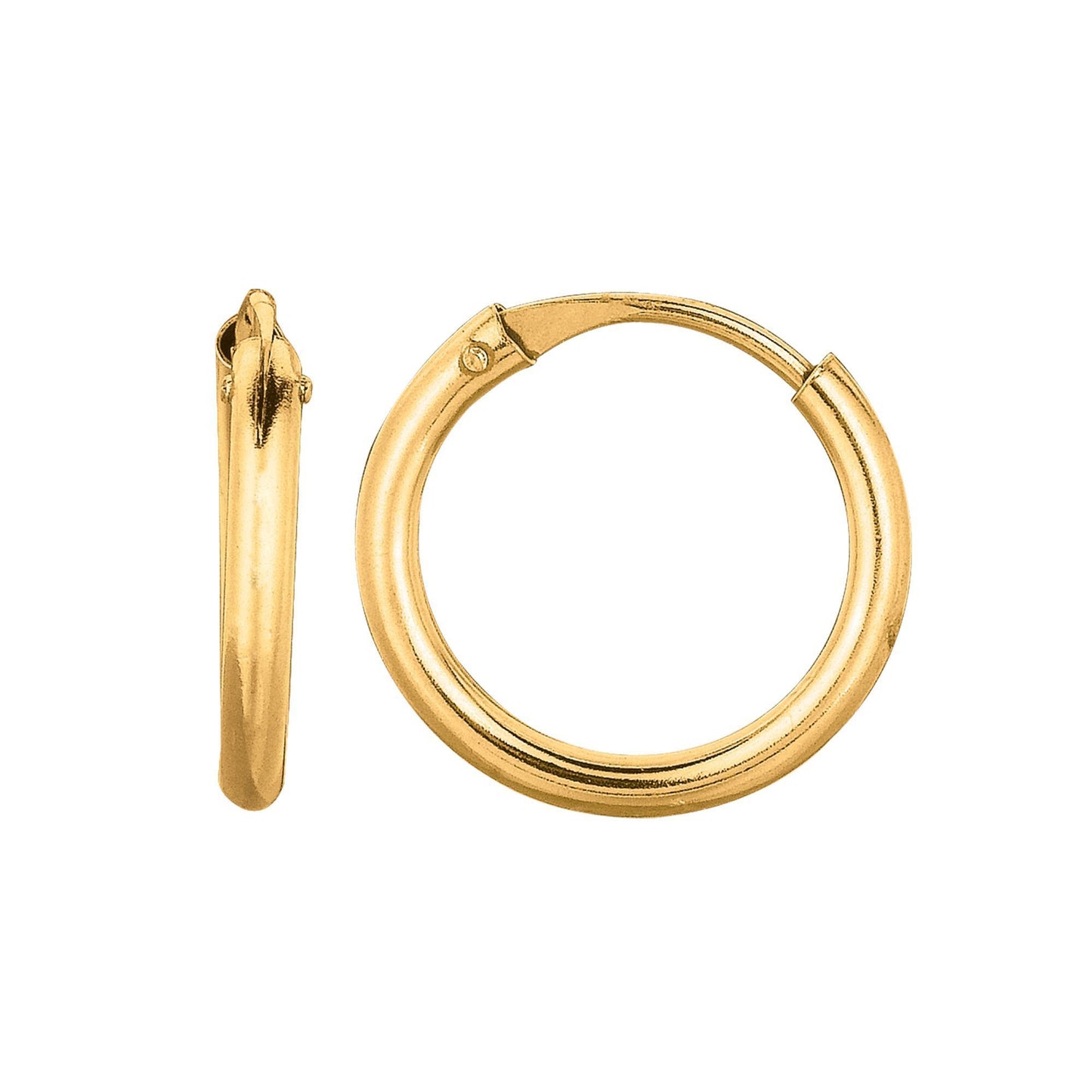 14K Yellow Gold 0.5X9mm Round Endless Small Hoop Earring with Hinged Clasp