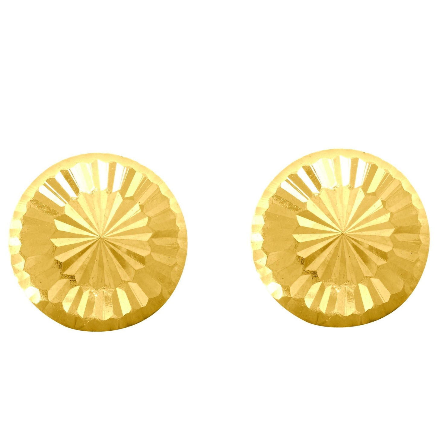 14Kt Yellow Gold 6.0mm Shiny Diamond Cut Stud Earring