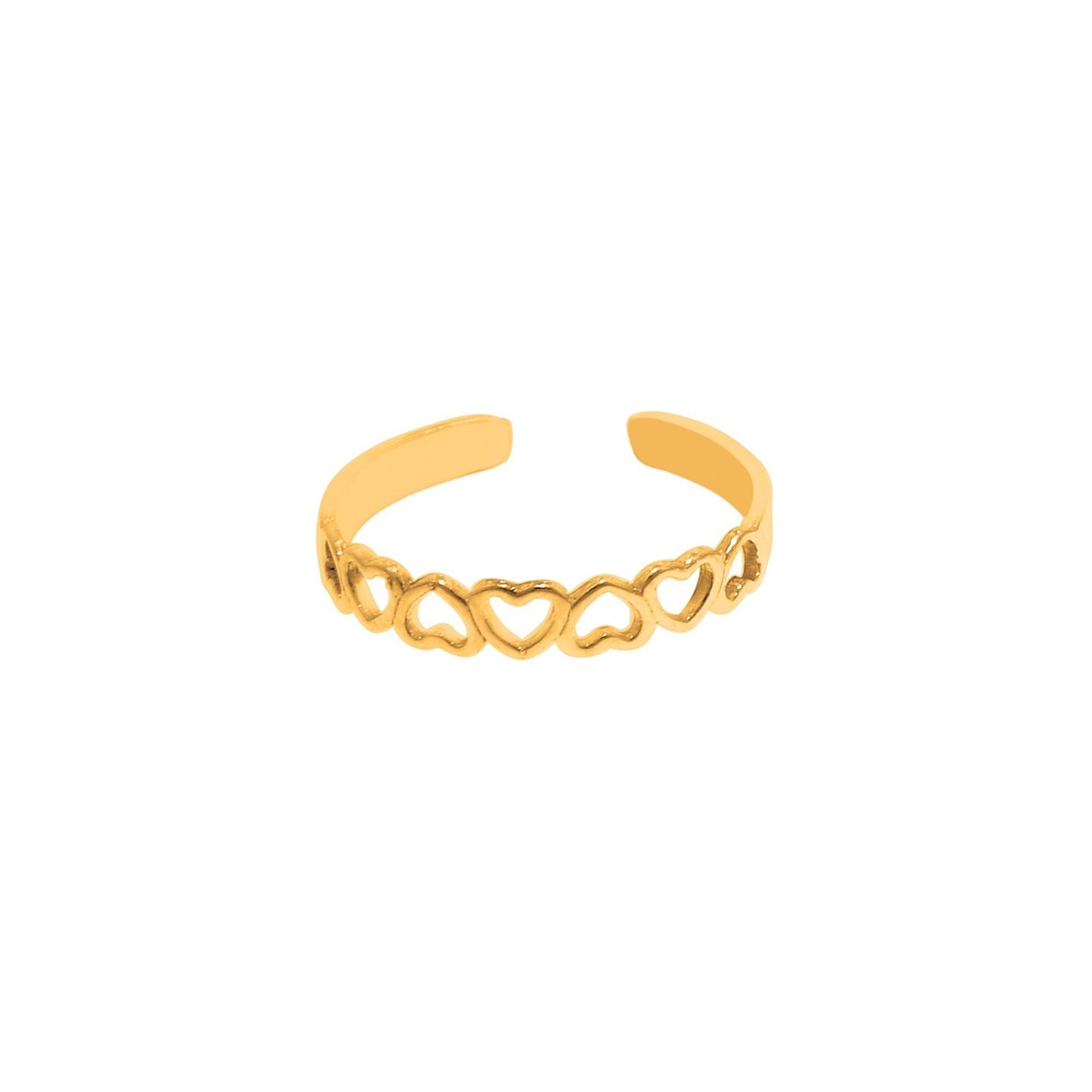 14K Yellow Gold Shiny Heart Cuff Type Toe Ring