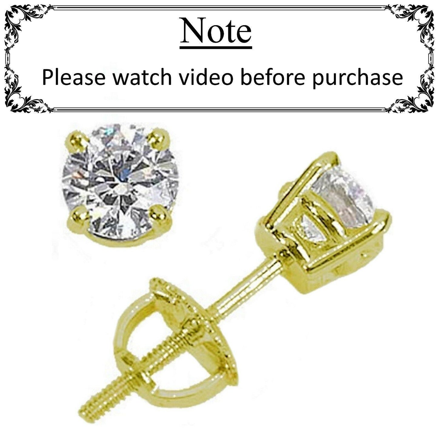1.75 ct ROUND CUT diamond stud earrings 14K YELLOW GOLD COLOR REAL NATURAL J SI2