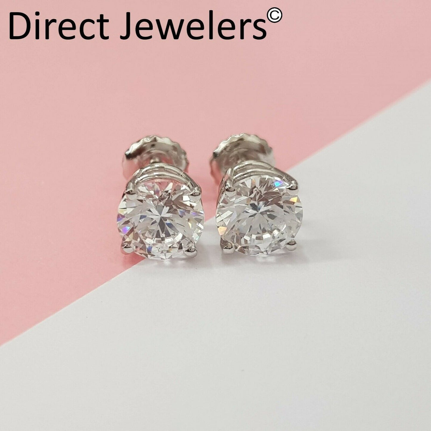 2.00ct ROUND CUT Certified diamond stud earrings 14k WHITE GOLD D SI1 NATURAL
