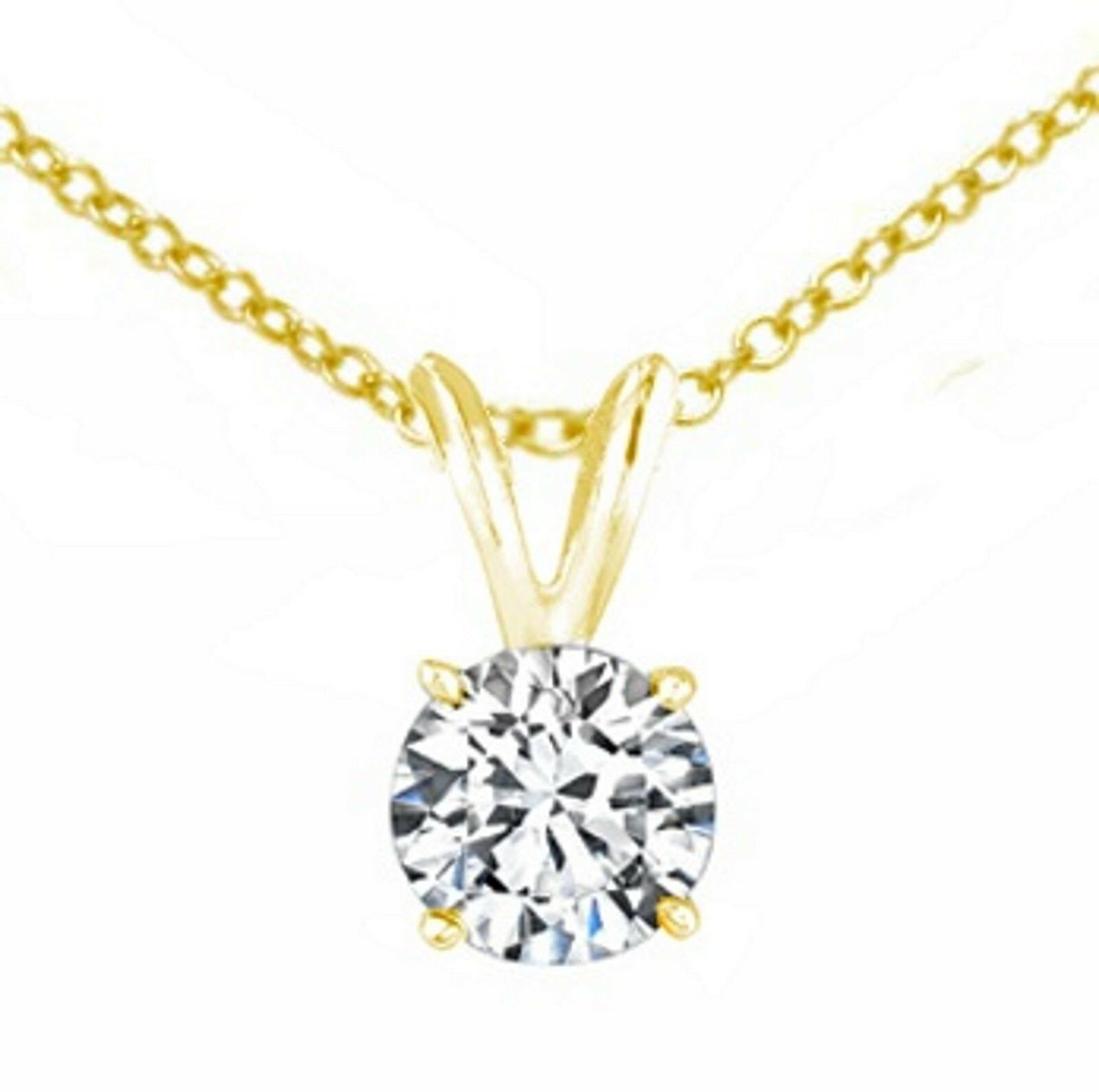 0.82 ct Round Cut 14K Yellow Gold diamond pendant Necklace K SI1 CERTIFIED