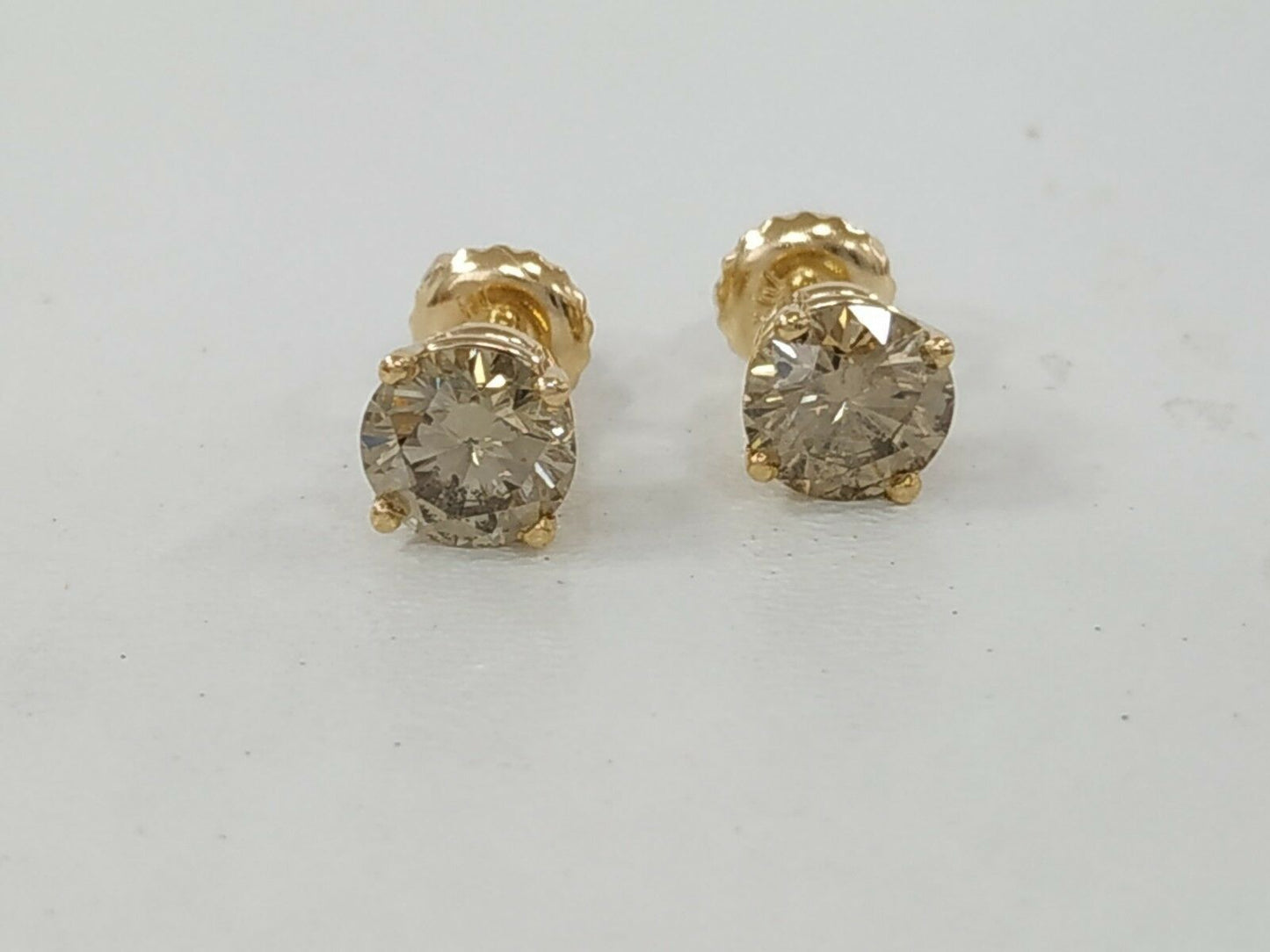 1.45 ct ROUND CUT diamond stud earrings 14k YELLOW GOLD J VS2
