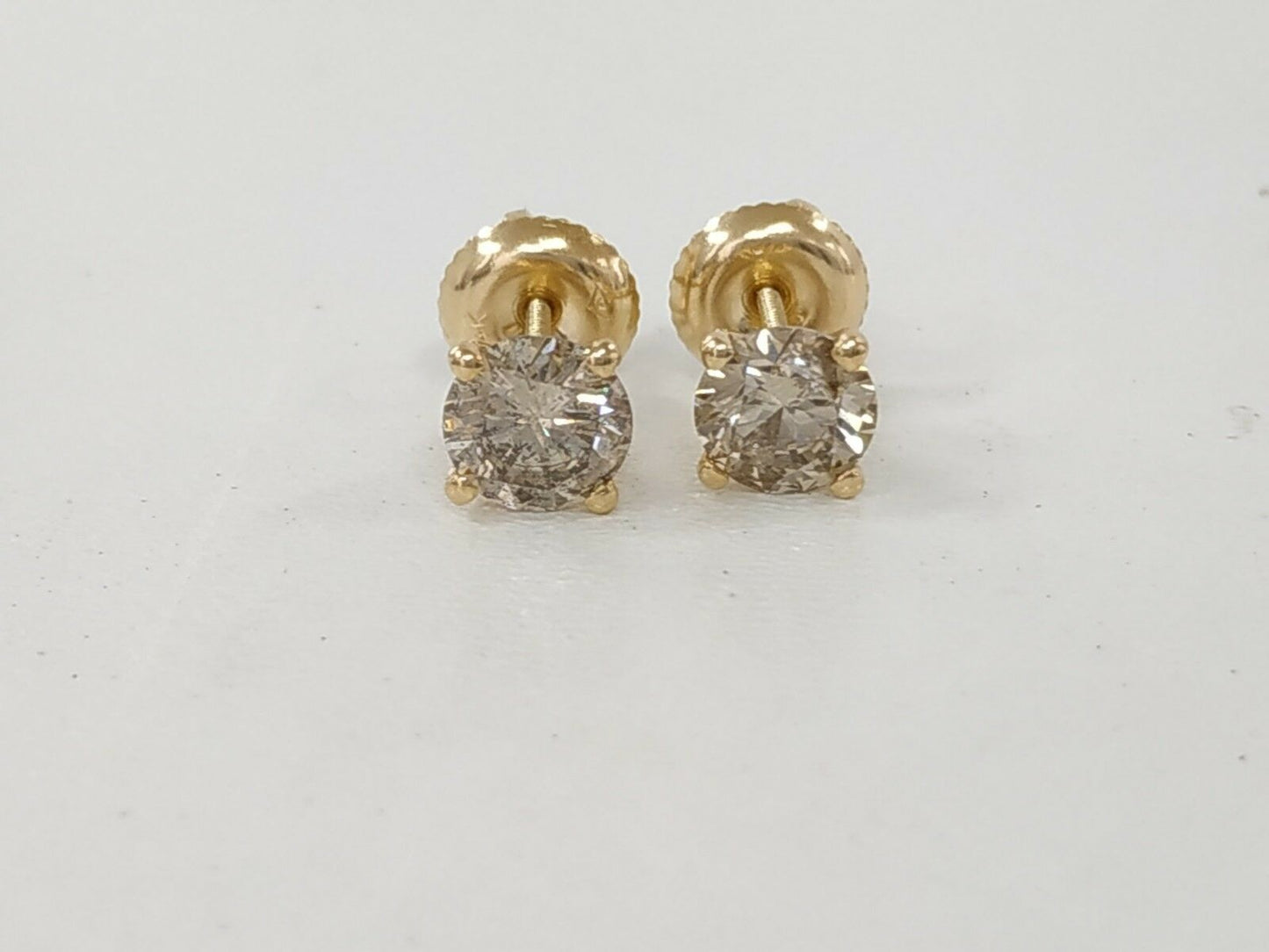 1.30 ct ROUND CUT diamond stud earrings MARTINI 14k YELLOW GOLD I VS2