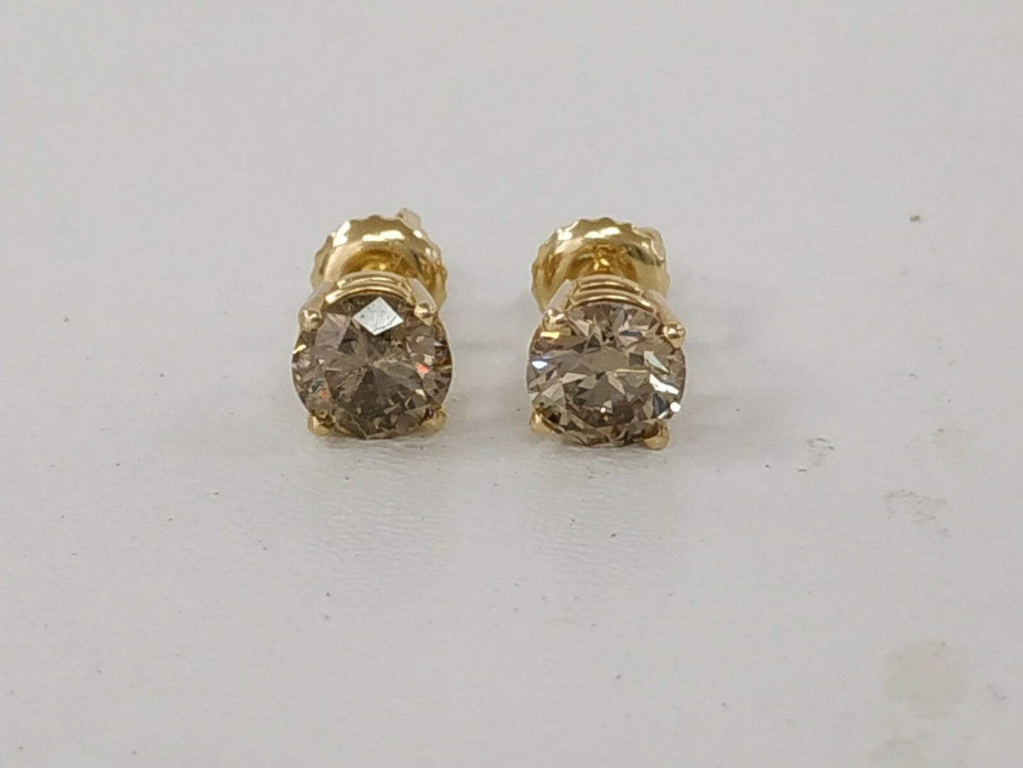 1.55 ct ROUND CUT diamond stud earrings 14k YELLOW GOLD K SI1
