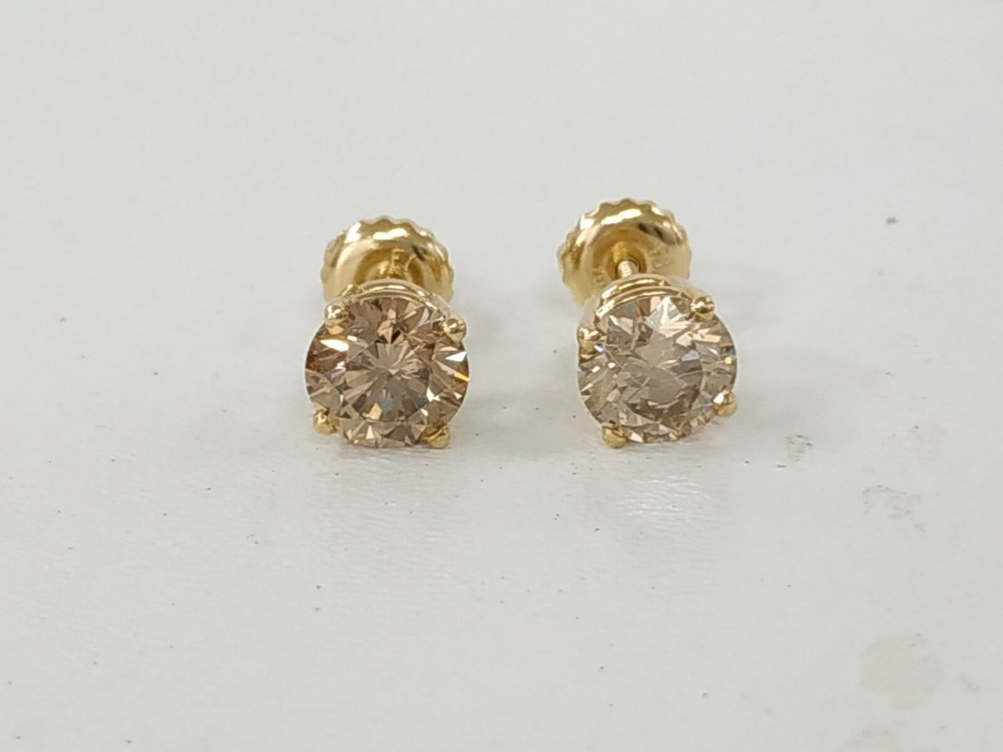 1.80 ct ROUND CUT diamond stud earrings 14k YELLOW GOLD K VS2