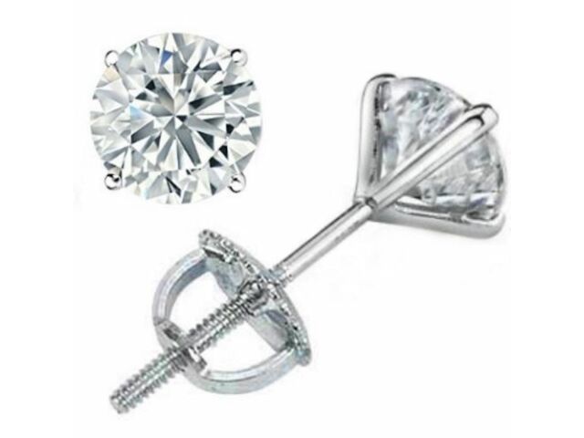 2.20 ct ROUND CUT diamond stud earrings 14k WHITE GOLD COLOR H VS1
