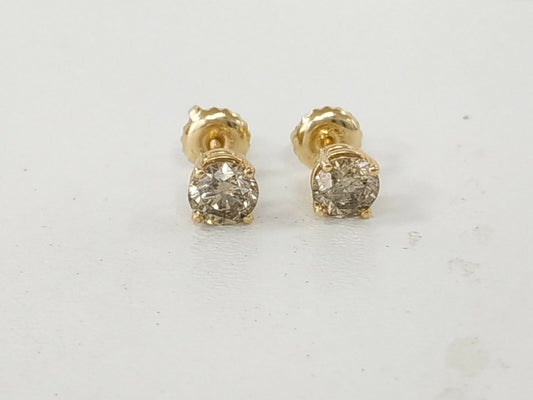 0.70 ct ROUND CUT diamond stud earrings 14k YELLOW GOLD K SI2