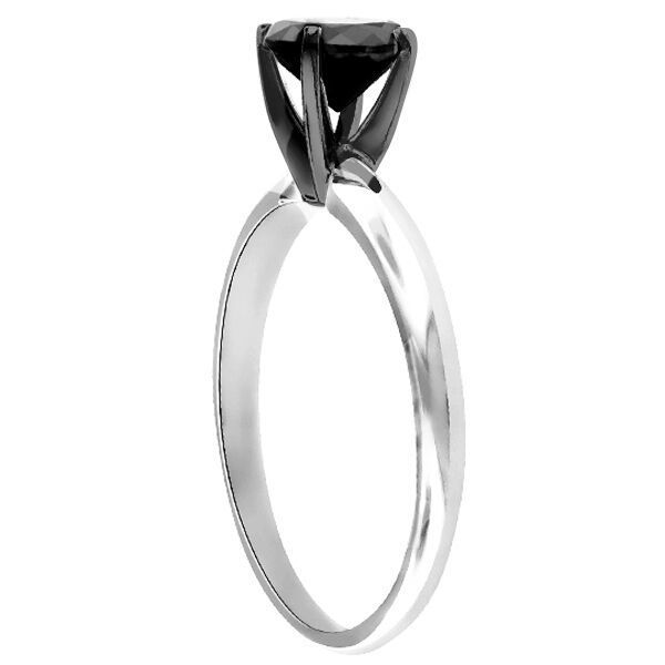 2 ct solitaire black diamond RING 14k white gold AAA QUALITY DONT MISS OUT