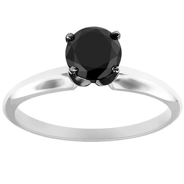 2 ct solitaire black diamond RING 14k white gold AAA QUALITY DONT MISS OUT