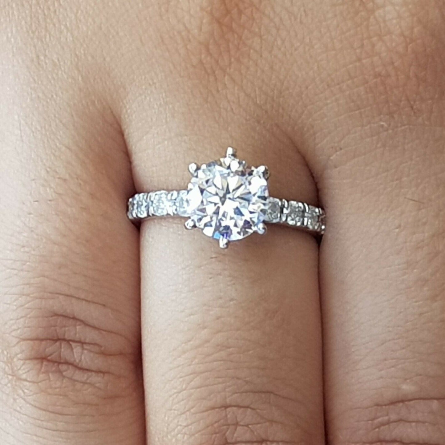2.50 Carat Diamond Engagement Ring Round Cut 14K White Gold D VVS1