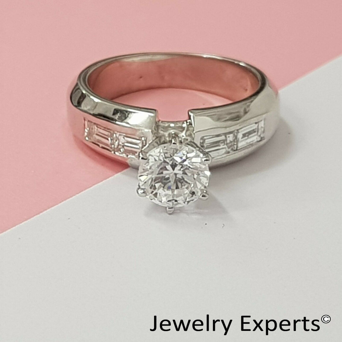 2.25 Carat Diamond Engagement Ring Round Cut 14K White Gold D VVS1