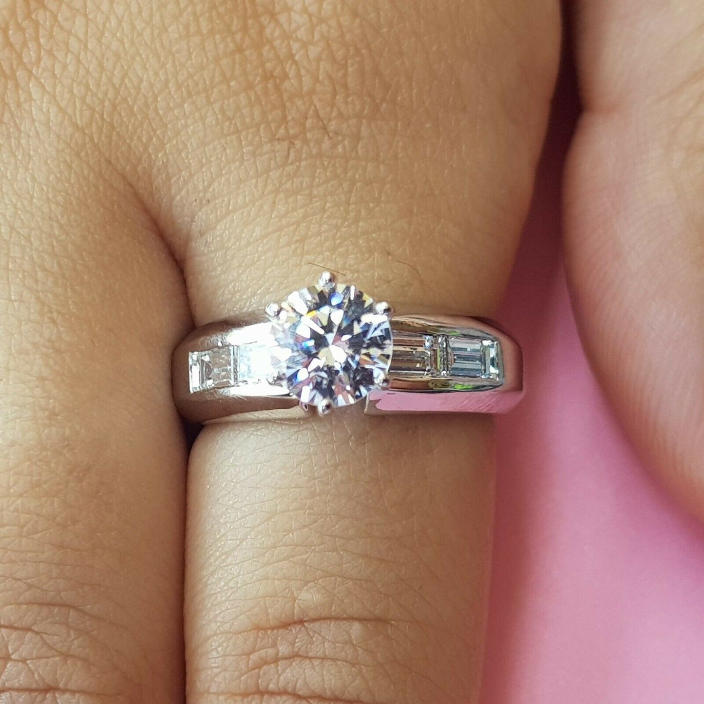 2.25 Carat Diamond Engagement Ring Round Cut 14K White Gold D VVS1