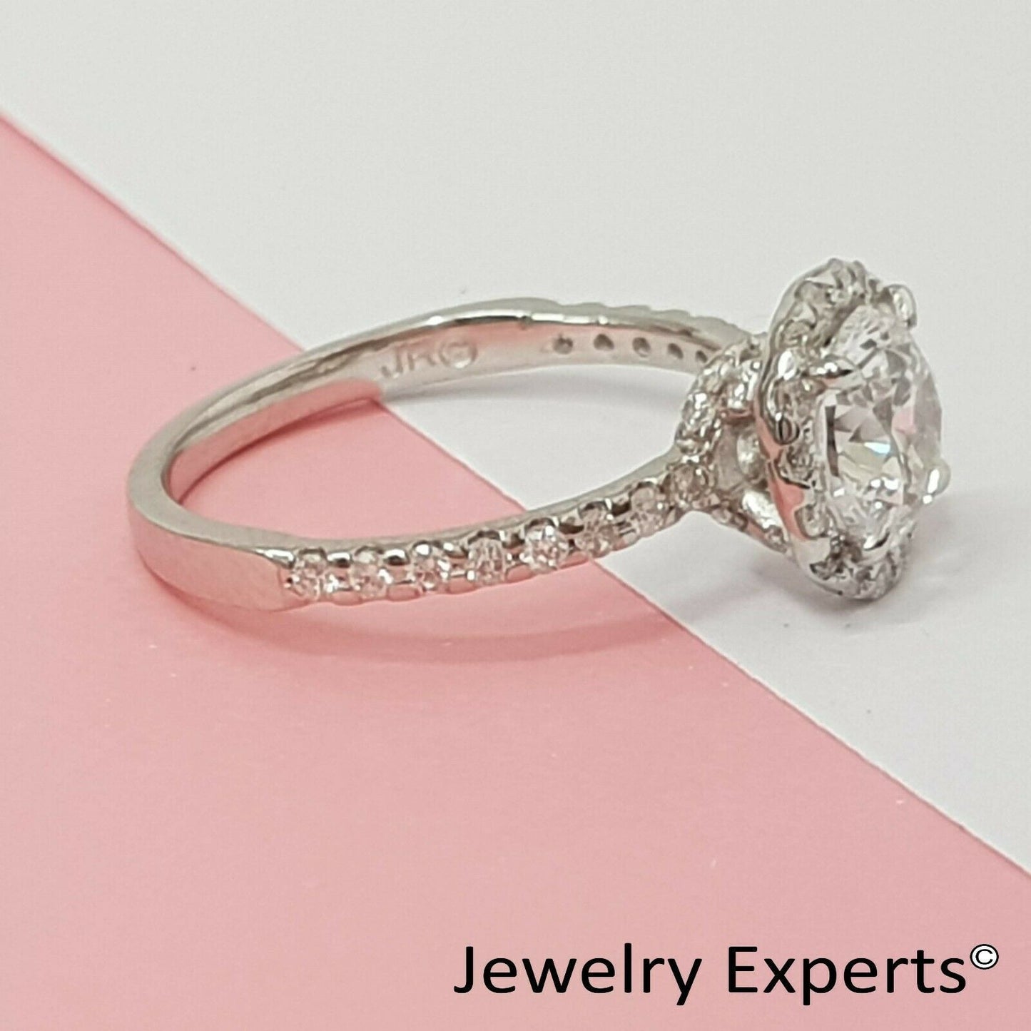 2.00 Carat Diamond Engagement Ring Round Cut Halo 14K White Gold D VVS1