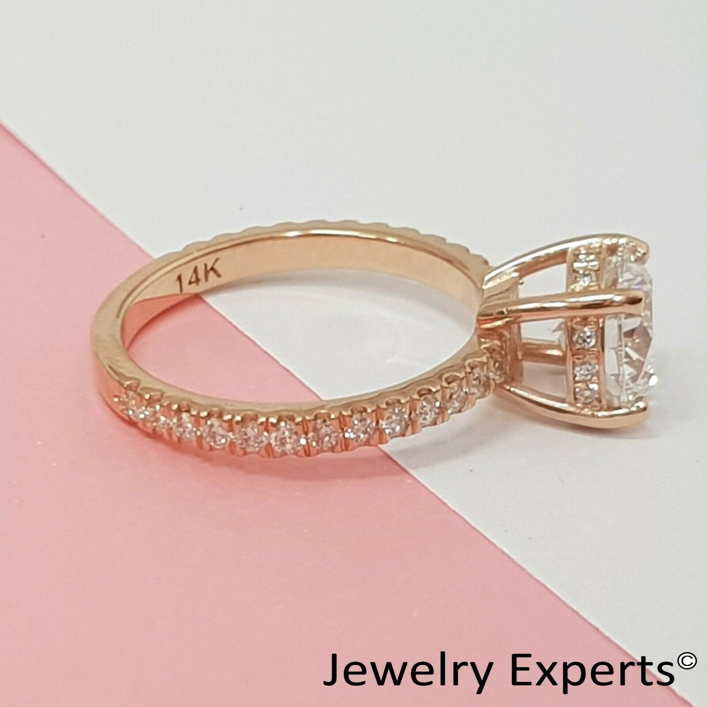 2.75 Carat Diamond Engagement Ring Round Cut 14K Rose Gold D VVS1