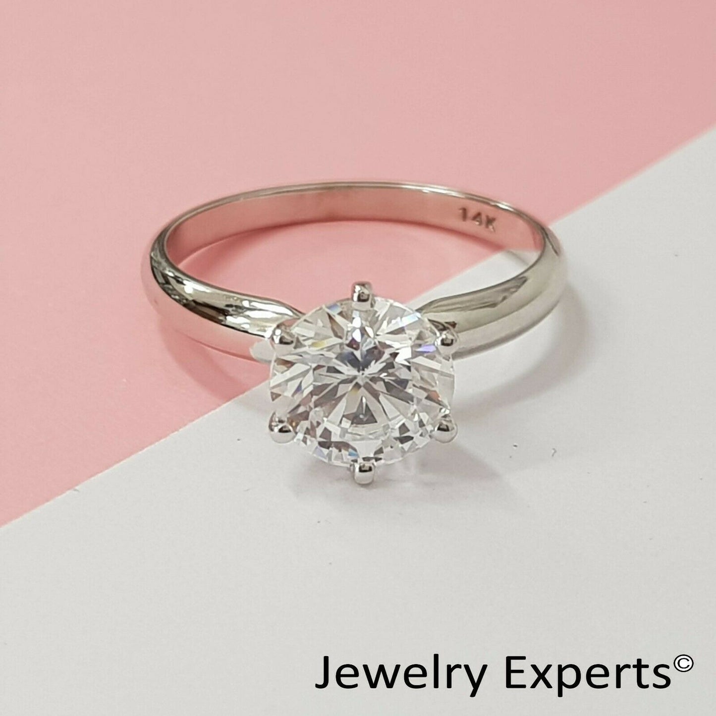 2.00 Carat Diamond Engagement Ring Round Cut 14K White Gold D VVS1